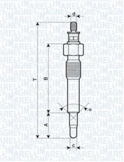 GLOW PLUG LANCIA, OPEL, PEUGEOT, RENAULT [062583202304] MAGNETI MARELLI UC9A