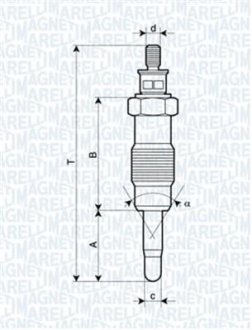 Свічка розжарювання FORD, HONDA,ISUZU,IVECO [062580704304] MAGNETI MARELLI UX12A