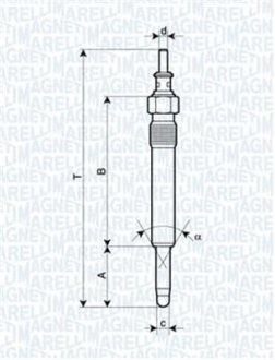 Свічка розжарювання MERCEDES, OPEL,PEUGEOT, SEAT [062900004304] MAGNETI MARELLI UX17A