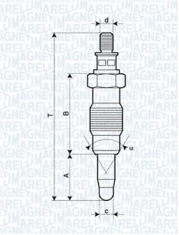 Свічка розжарювання ESCORT,FIESTA, MONDEO [062900008304] MAGNETI MARELLI UX19A