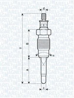 Свічка розжарювання RENAULT MEGANE I 1.9 D 96-03 (вир-во) MAGNETI MARELLI UX22A (фото 1)