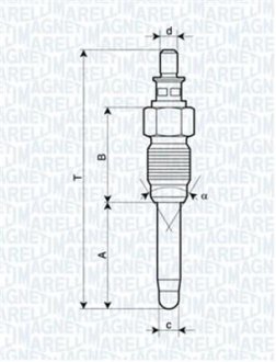 Свічка розжарювання RENAULT MEGANE II 1.5 DCI 05- [062900059304] MAGNETI MARELLI UX26A