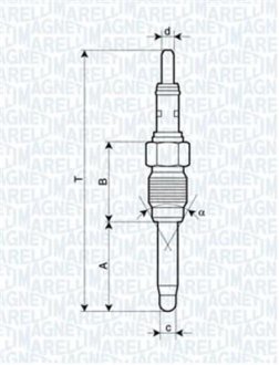 Свічка розжарювання FIAT Brava 1.9JTD, Marea. MAGNETI MARELLI UX28A