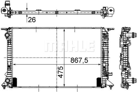 Радиатор охлаждения двигателя A4/A5/A6/Q3/Q5 1.4-3.0d 07- MAHLE / KNECHT CR 910 000S