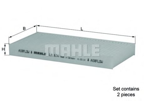 Фильтр салона KNECHT MAHLE / KNECHT LA 674/S