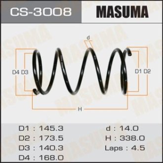 Пружина подвески передняя Mitsubishi Lancer (03-11) MASUMA CS3008