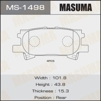 Колодки тормозные передн Lexus RX 350 (06-08)/ Toyota Highlander (03-07) MASUMA MS1498