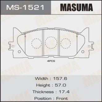 Колодки тормозные передн Toyota Camry (06-) MASUMA MS1521