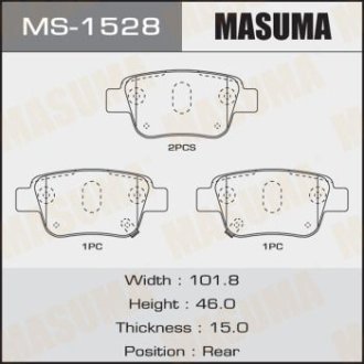 Колодки гальмівні задні Toyota Avensis (03-08) MASUMA MS1528 (фото 1)