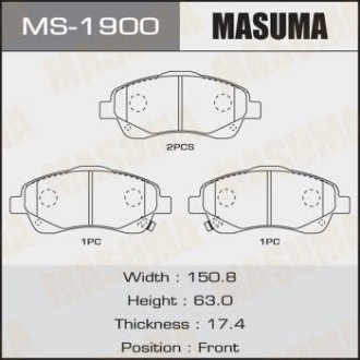 Колодки гальмівні передні Toyota Avensis (03-08) MASUMA MS1900