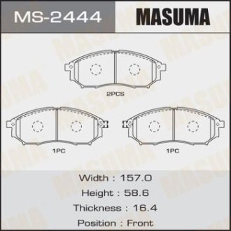 Колодки гальмівні передні Infiniti FX 35 (05-10)/ Nissan Murano (04-16), Pathfinder (05-14)/ Renault Koleos (08-) MASUMA MS2444