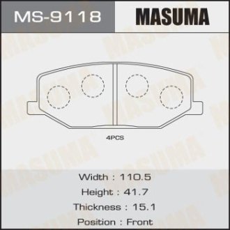 КОЛОДКИ ГАЛЬМІВНІ MASUMA MS9118