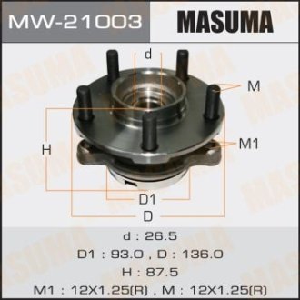 Ступица колеса переднего в сборе с подшипником Infinity FX 35 (02-12) G 37 (08-), M 37 (10-) 2WD MASUMA MW21003