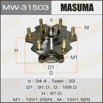 Ступиця колеса заднього у зборі з підшипником Mitsubishi Pajero (00-06) MASUMA MW31503