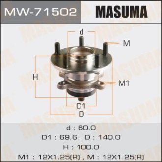 Ступица колеса заднего в сборе с подшипником Suzuki SX 4 (06-) (с ABS) MASUMA MW71502