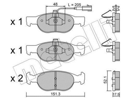 Колодки гальмівні Fiat Bravo/Brava 95-01/Marea 96-02/Lancia Delta II 94-99 (+датчик) Metelli 22-0079-0