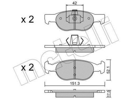 Колодки тормозные (передние) Fiat Punto I/II 94-12 Metelli 22-0079-1