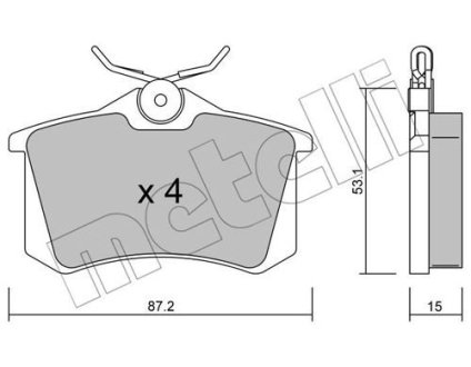 Колодки гальмівні (задні) VW Golf II/III/Passat B2/B3/B4 84-99/Polo 95-01/Peugeot 405 87-97 Metelli 22-0100-0 (фото 1)