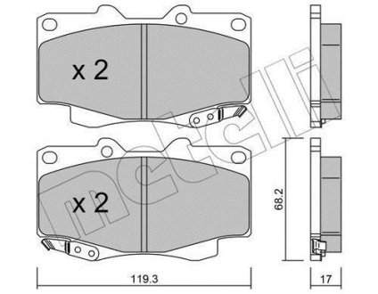 Колодки гальмівні (передні) Toyota Hilux 05-15 Metelli 22-0129-1