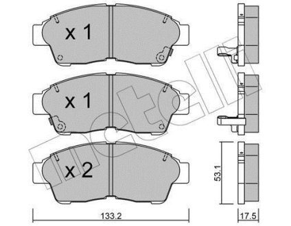 Колодки гальмівні (передні) Toyota Camry 90-02/Corolla 87-02/Rav4 94-00 Metelli 22-0149-0