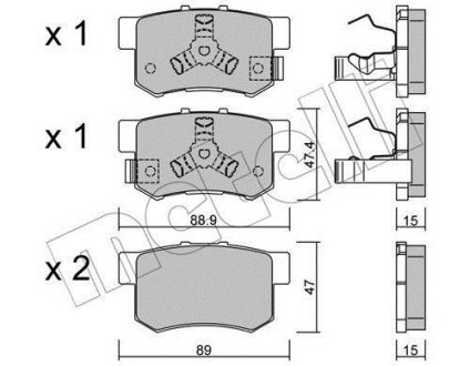 Колодки тормозные (задние) Honda Accord VIII 08-/CR-V II 01-07/CR-V IV 12-/FR-V 04- Metelli 22-0173-1