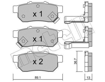 Колодки гальмівні (задні) Honda Jazz III/IV 02- Metelli 22-0176-1