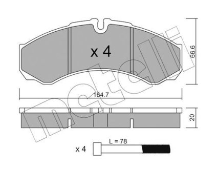 Колодки тормозные (передние/задние) Iveco Daily III/IV/V/VI 99- Metelli 22-0212-1