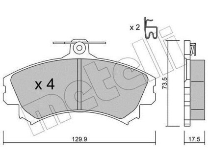 Колодки тормозные (передние) Mitsubishi Colt 04-12/Smart 04- Metelli 22-0216-1