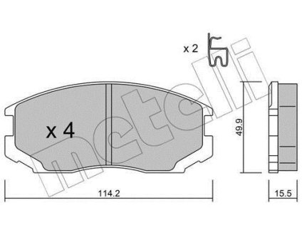 Колодки гальмівні Mitsubishi Colt/Lancer 1.3-1.6/1.8-2.0D 95-03 Metelli 22-0221-1