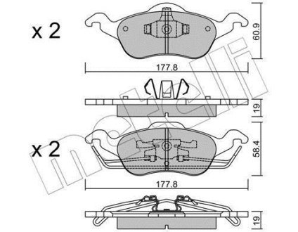 Колодки тормозные (передние) Ford Focus 98-05 Metelli 22-0291-0