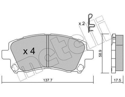 Колодки тормозные (передние) Subaru Forester/Outback 97-03/Impreza 92-/Legacy 89-03 Metelli 22-0296-0