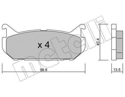 Колодки тормозные (задние) Mazda 626 91-02 Metelli 22-0303-0