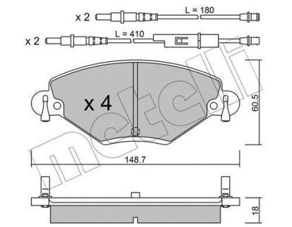 Колодки тормозные (передние) Citroen C5 01- (с датчиком) Metelli 22-0331-0