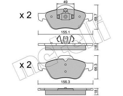 Колодки тормозные (передние) Renault Clio III 06-14/Megane II 02-/Scenic II 03- Metelli 22-0335-1