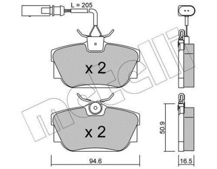 Колодки гальмівні (задні) Ford Galaxy 00-06/Seat Alhambra 97-10/VW T4 90-03/Sharan 95-10 (+датчики) Metelli 22-0346-2