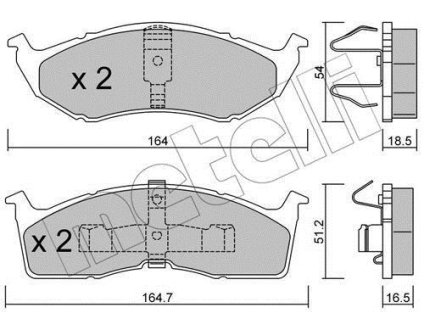 Колодки тормозные (передние) Chrysler Neon 94-06/Voyager/Grand Voyager III/Dodge Caravan 95-01 Metelli 22-0356-0