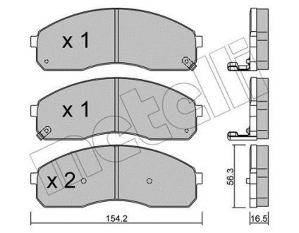 Колодки гальмівні (передні) Kia Carnival -06/K2500/Pregio 2.5-2.9 97- Metelli 22-0374-0