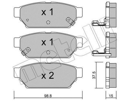 Колодки гальмівні (задні) Mitsubishi Carisma/Colt/Lancer 91-06 Metelli 22-0396-0