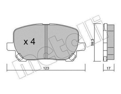 Колодки тормозные (передние) Toyota Avensis Verso 2.0/2.0D 01-09 Metelli 22-0427-0