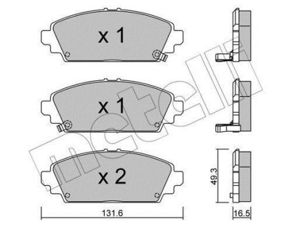 Колодки тормозные (передние) Honda Accord VI 98-02/Civic VII 01-05 Metelli 22-0463-0