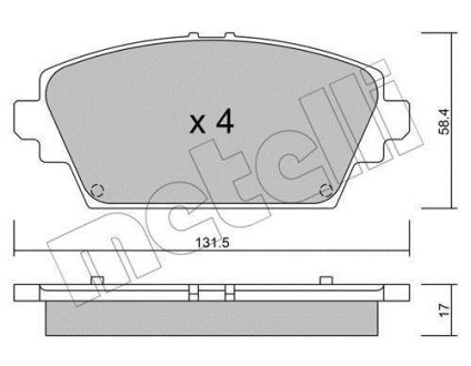 Колодки тормозные (передние) Nissan Almera II Tino/Primera III 00-08 Metelli 22-0464-0