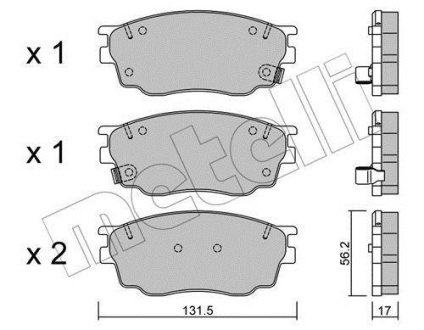 Колодки гальмівні (передні) Mazda 6 02-07 Metelli 22-0475-0