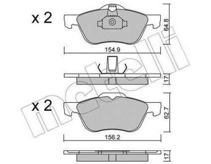 Колодки тормозные (передние) Nissan Primera 2.0 16V 96-02 Metelli 22-0489-0