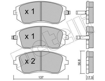 Колодки тормозные (передние) Subaru Forester 02-/Impreza 00-/Legacy 03-14/Outback 03- Metelli 22-0500-0