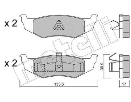 Колодки тормозные (задние) Chrysler 300M/Neon/Sebring 98-07 Metelli 22-0522-0