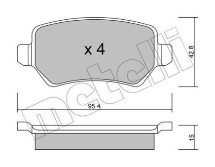 Колодки тормозные (задние) Opel Astra H 04-/Combo 01-/Zafira B 05-15 Metelli 22-0542-1