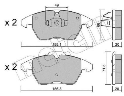 Колодки гальмівні (передні) Audi A3/Skoda Fabia III/VW Polo V 10- Metelli 22-0548-2