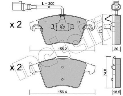 Колодки тормозные (передние) VW Touareg 02-10 (+датчики) Metelli 22-0552-2