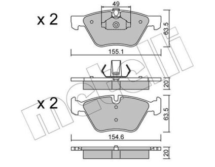 Колодки тормозные (передние) BMW 3 (E90/E91/E92) 07-13/5 (E60/E61) 03-10/X1 (E84) 09-15 Metelli 22-0557-0