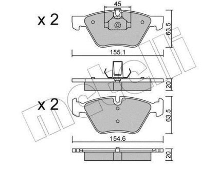 Колодки тормозные (передние) BMW 1 (E81/E82)/3 (E90-E93)/X1 (E84)/Z4 (E89) 04-16 Metelli 22-0557-3 (фото 1)